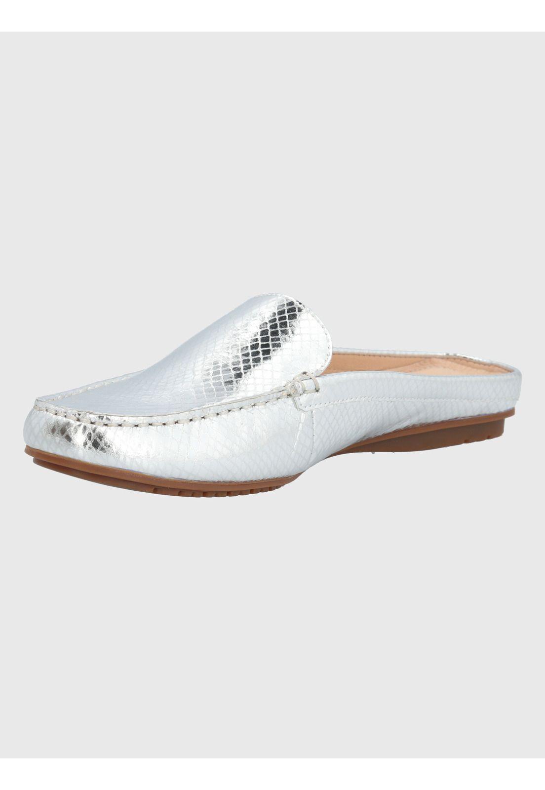 Mocasín Cuero Gris Mujer Cabris -3