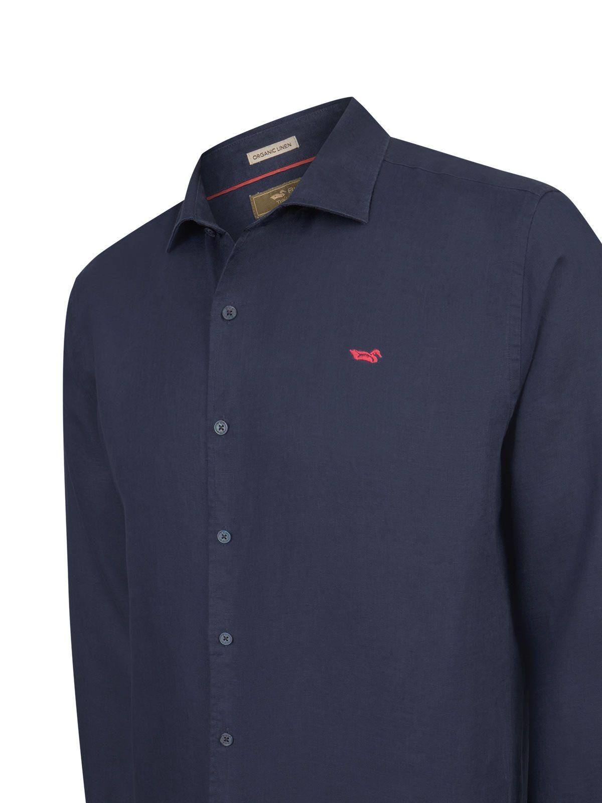 Camisa Lino Orgánico Hombre Linenit Azul-3