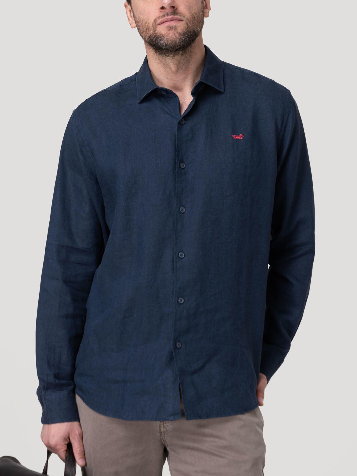 Camisa Lino Orgánico Hombre Linenit Azul-4