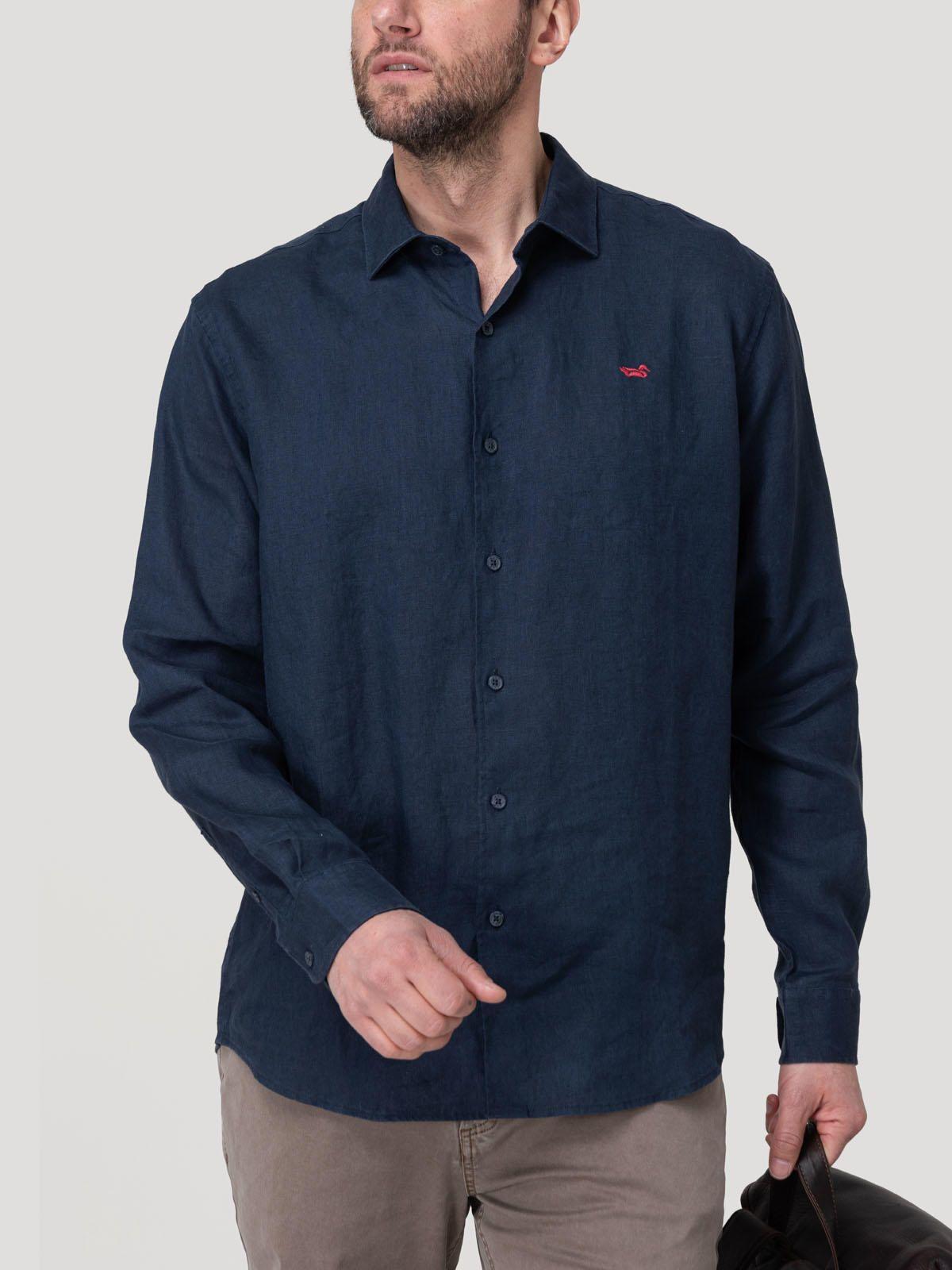 Camisa Lino Orgánico Hombre Linenit Azul-5