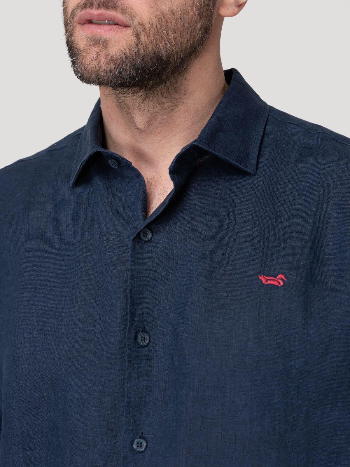Camisa Lino Orgánico Hombre Linenit Azul-7