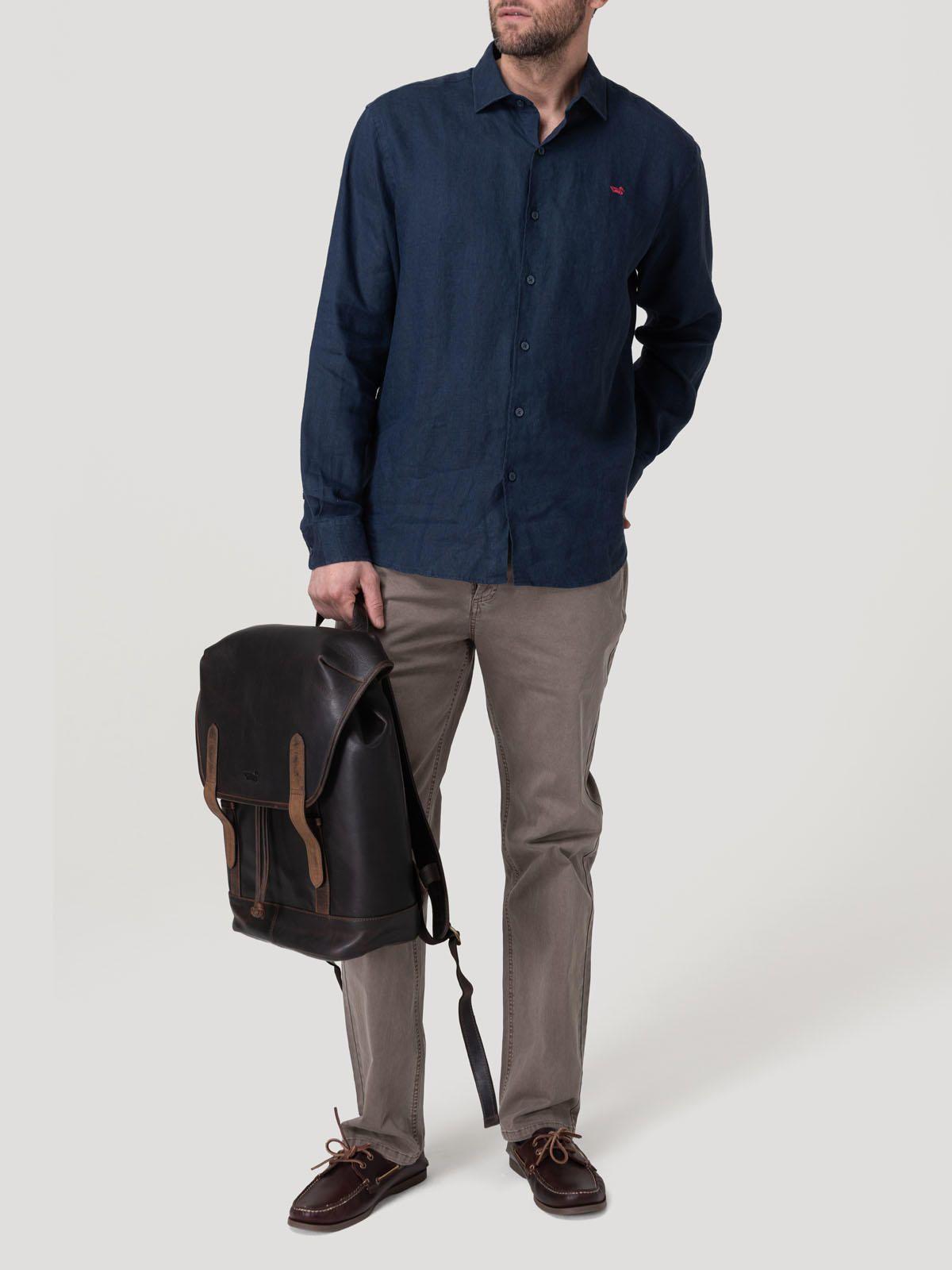Camisa Lino Orgánico Hombre Linenit Azul-8