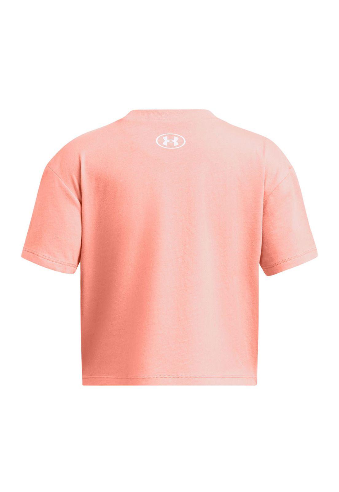 Polera manga corta Crop para niña Naranjo-1