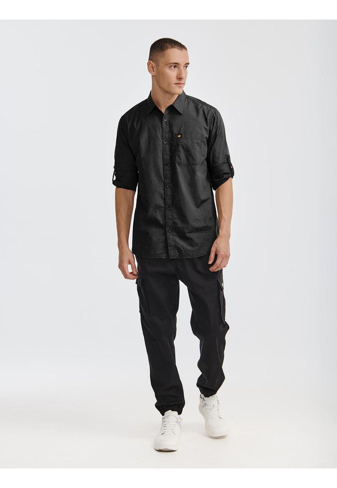Camisa Manga Larga Casua Fundation Hombre Negro-5