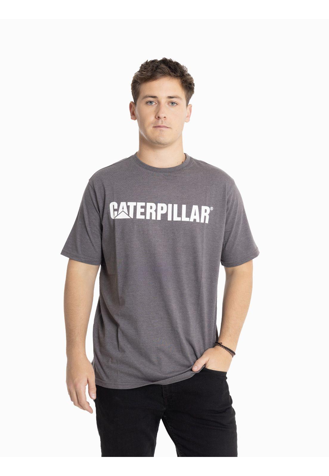 Polera Manga Corta Unisex Caterpillar Logo Tee Gris-0