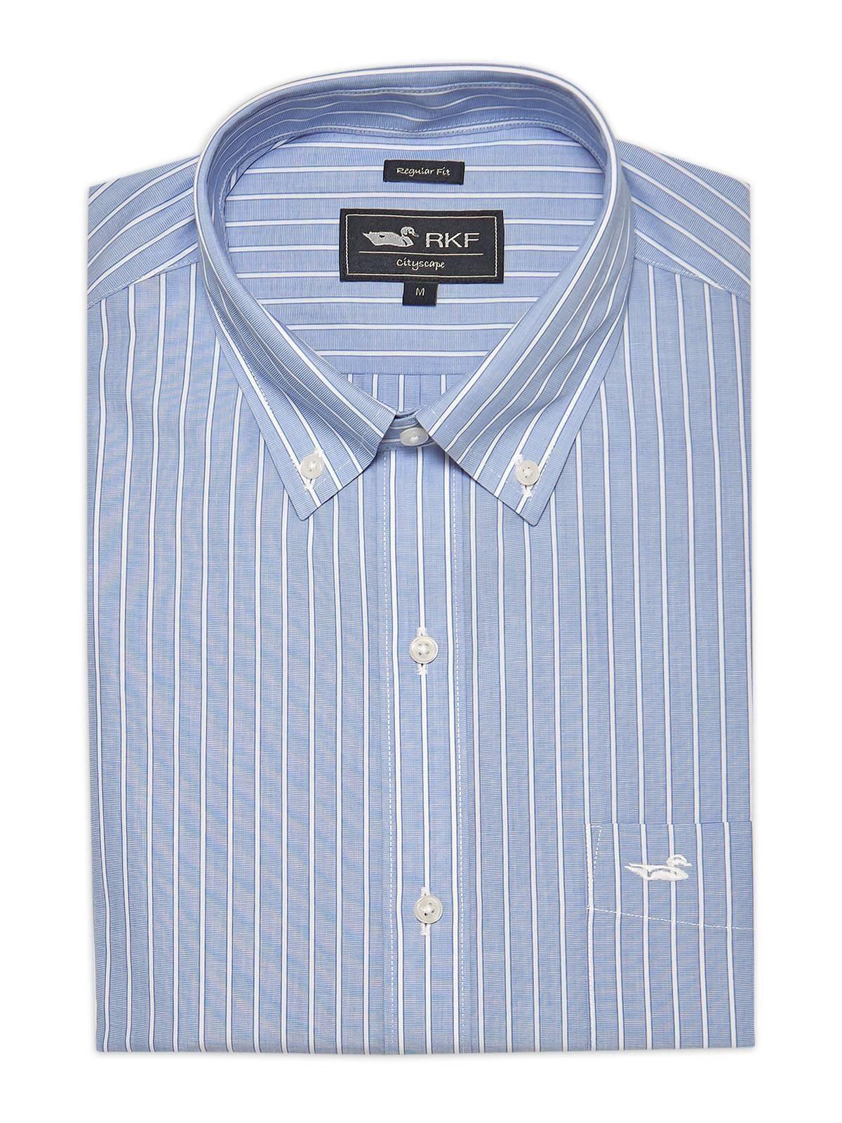 Camisa Cuello Button-Down Hombre WF Celeste-0