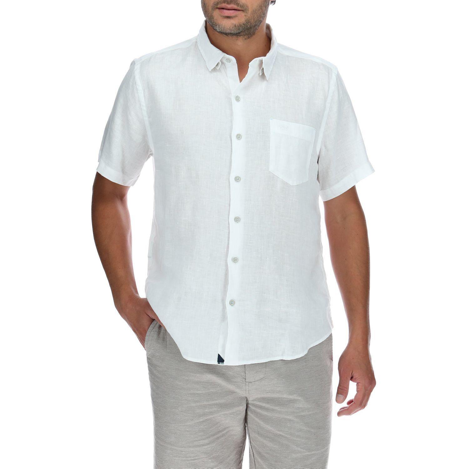 Camisa Lino Hombre Linenshort Blanco Rockford-0