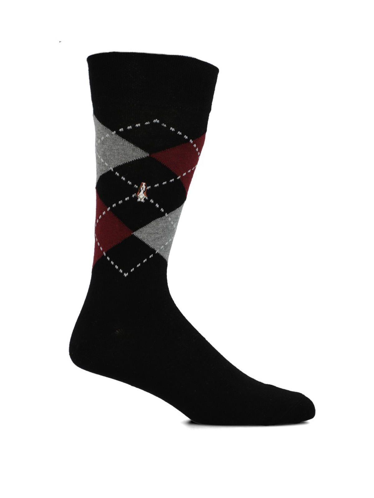 Calcetín Algodón Hombre C Cuff Argyle Negro-0