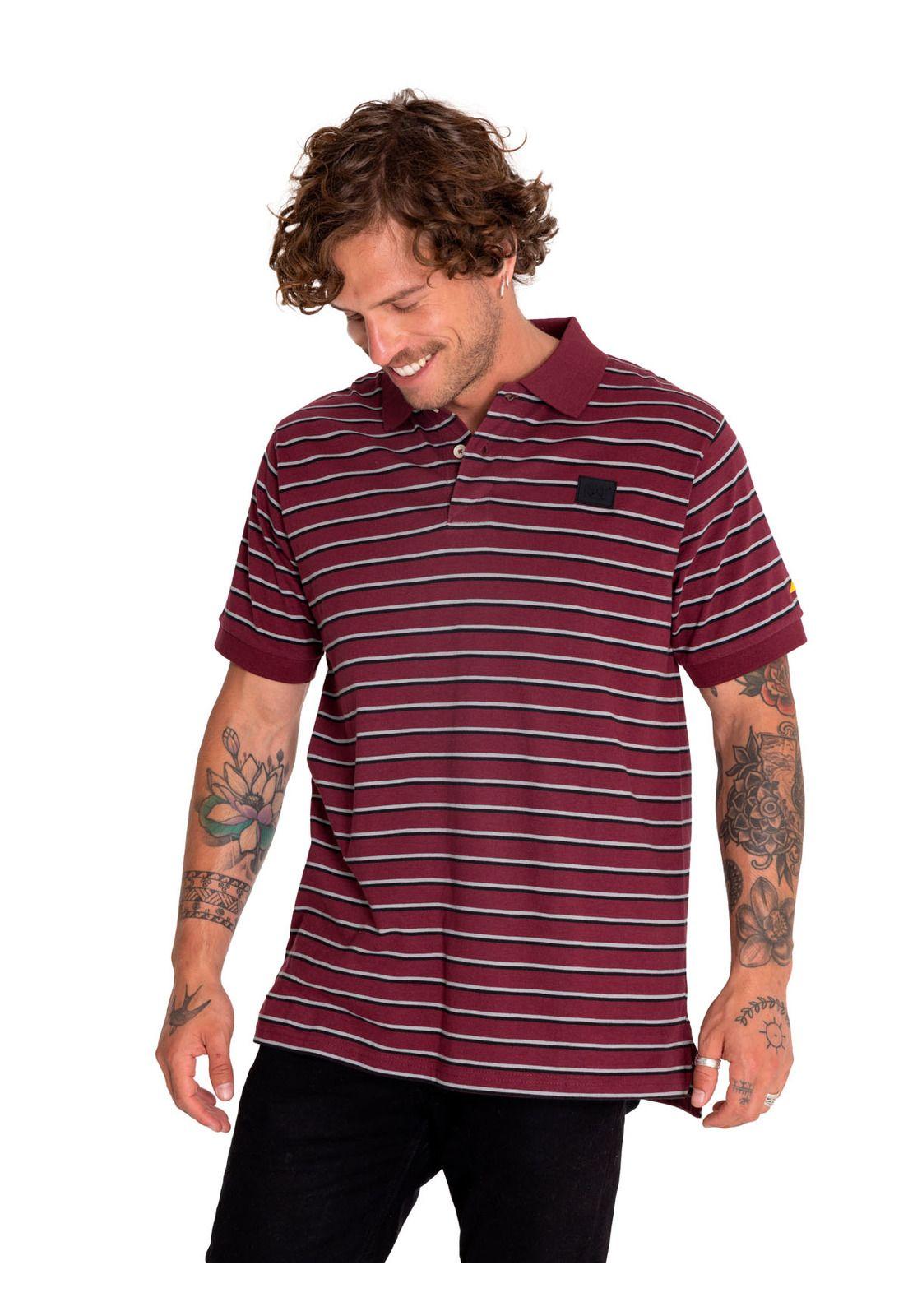 Polera Polo Casual Hombre Cat Logo Jersey Polo Rojo-1