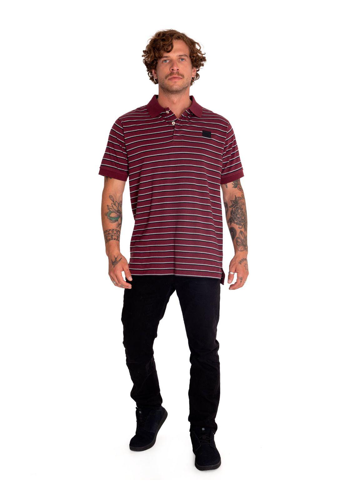 Polera Polo Casual Hombre Cat Logo Jersey Polo Rojo-6