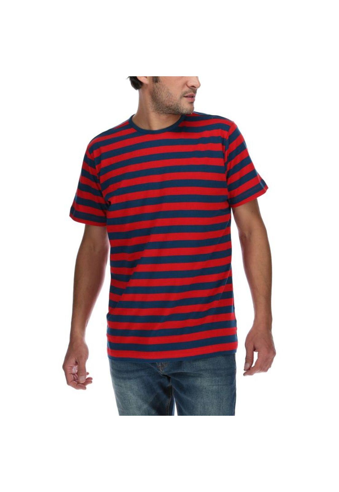 Polera Mc Hombre Double Stripe Tee Rojo-0