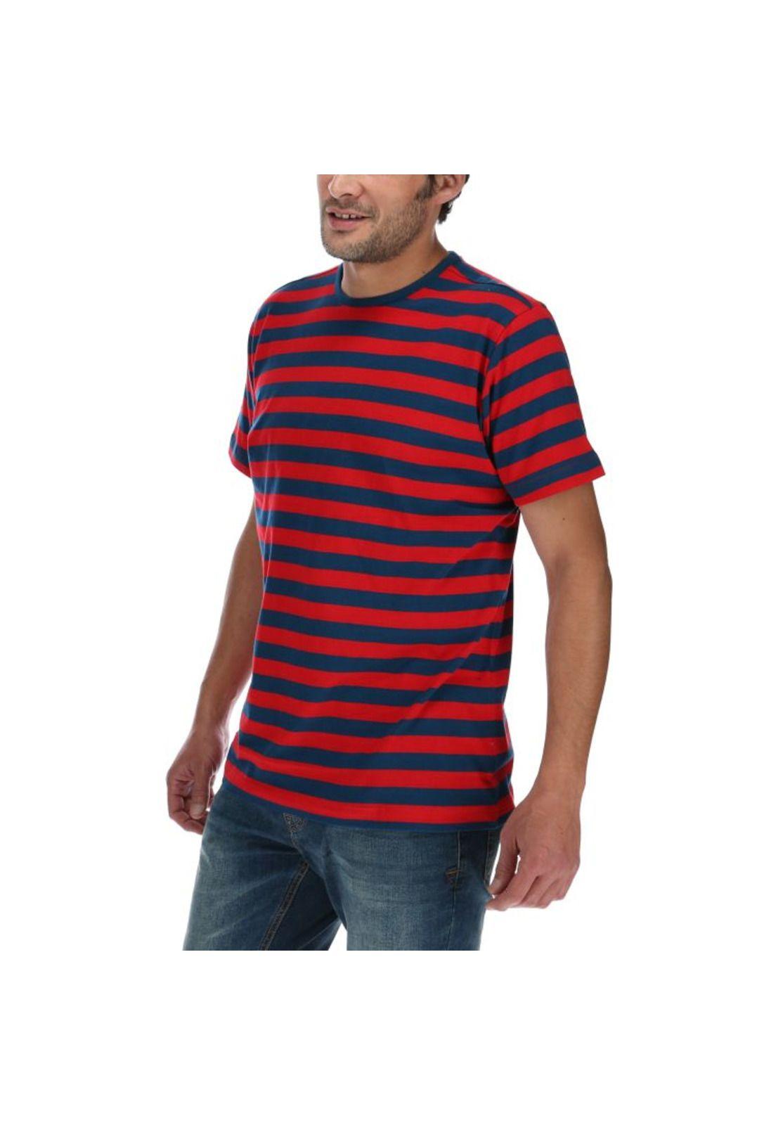 Polera Mc Hombre Double Stripe Tee Rojo-1