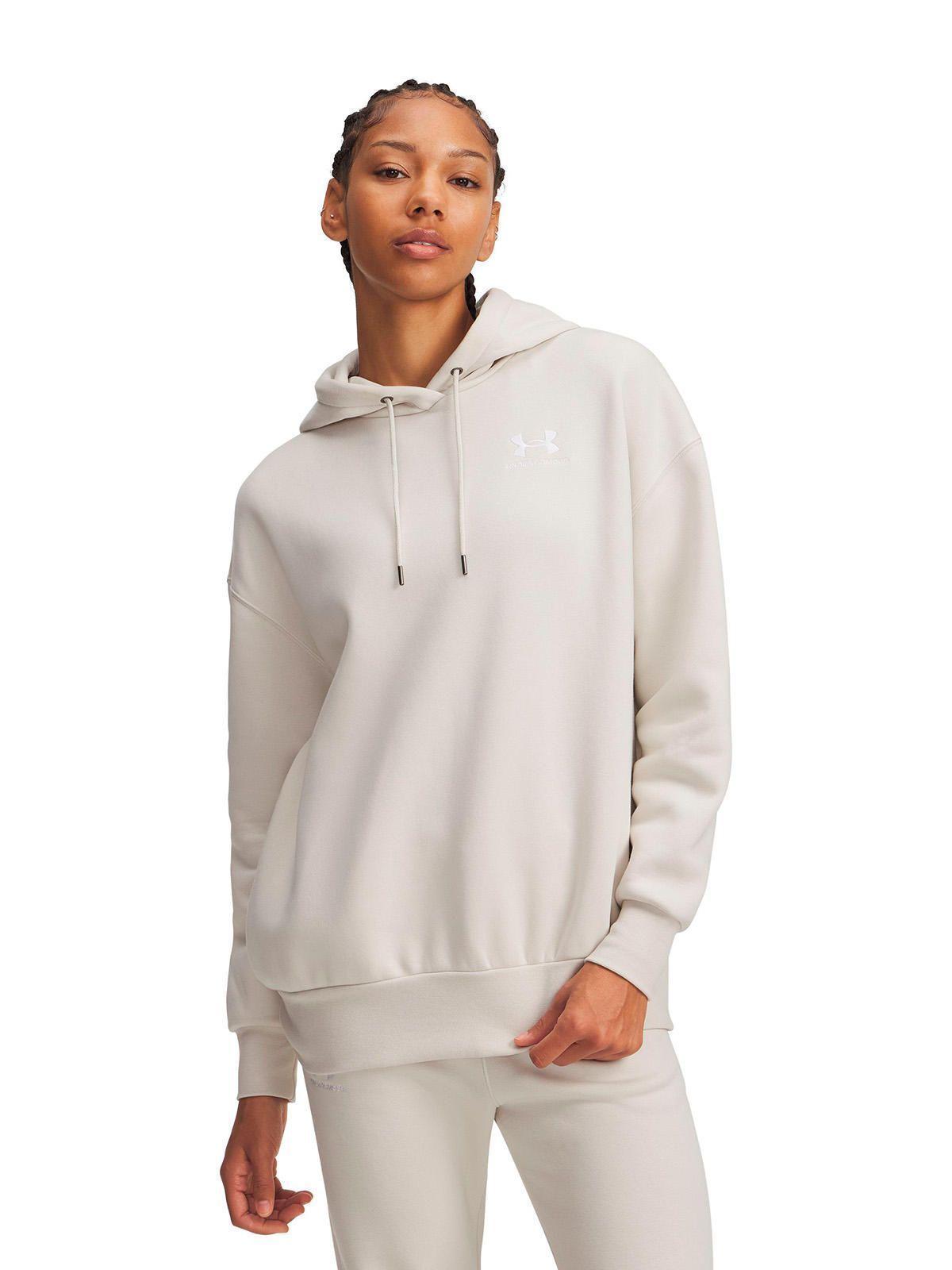 Poleron Oversized UA Icon Fleece Blanco Mujer-0