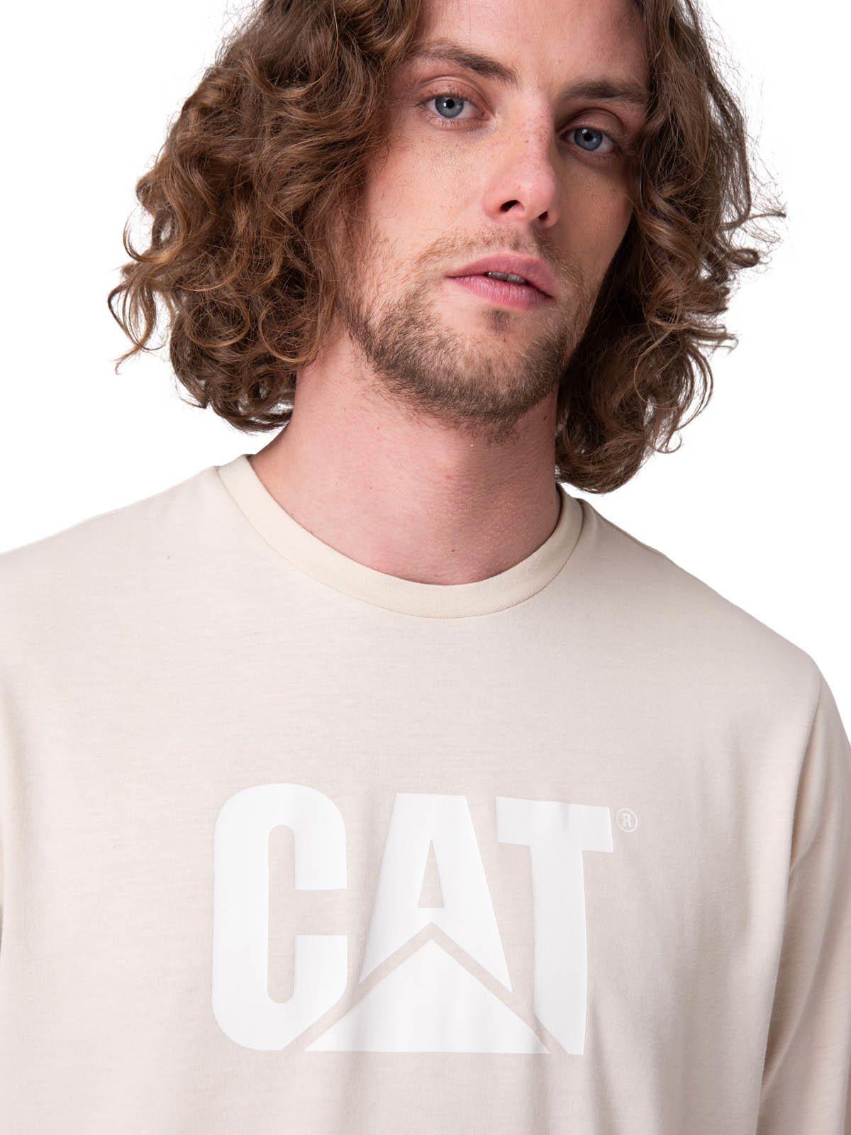 Polera Manga Corta Cat Logo Tee Hombre Beige/Crudo-3