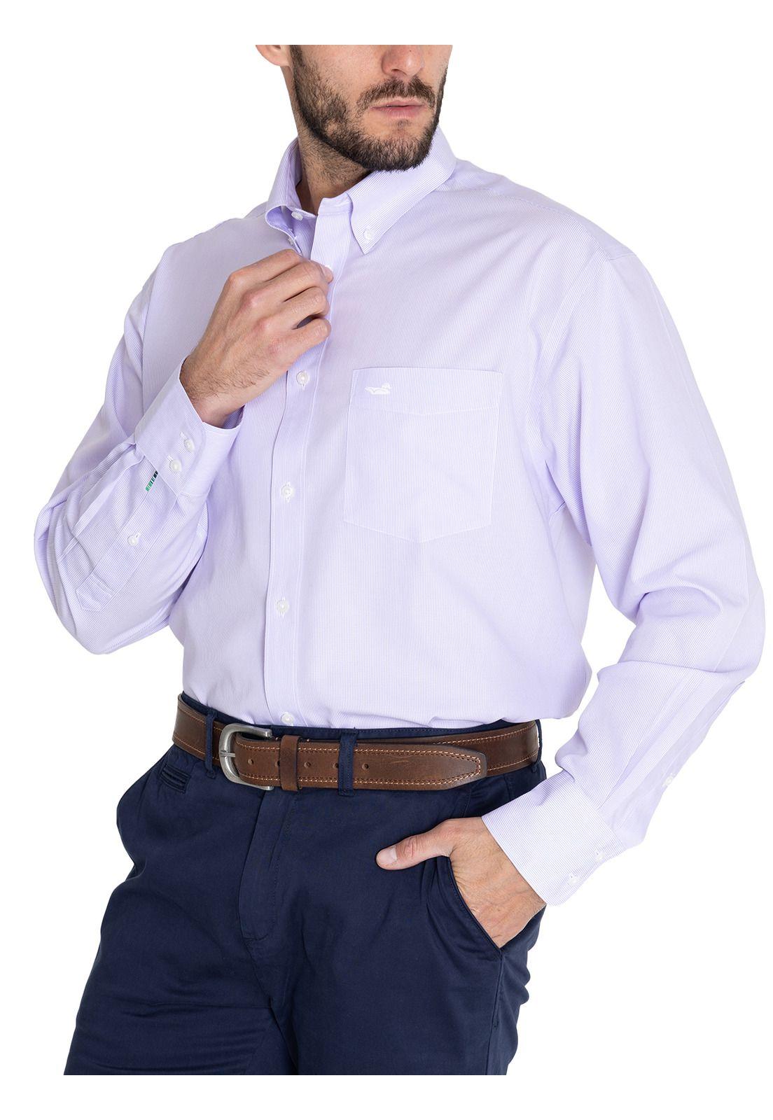 Camisa Libre de Arrugas Lila WF Hombre -6