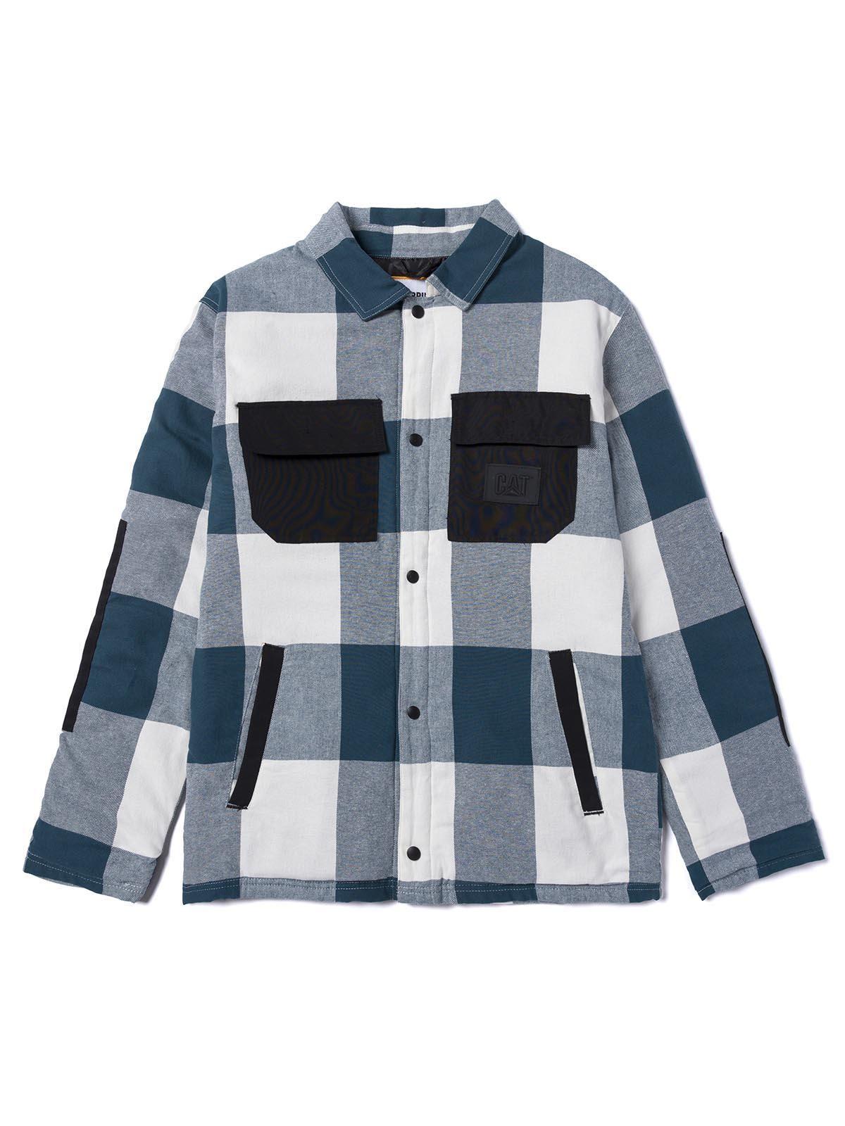 Chaqueta Flannel Snap Front Hombre Azul Petróleo-0