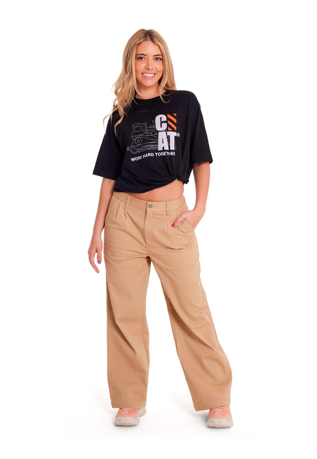 Pantalón Mujer Wide Leg Stretch Chino Beige/Crudo-5