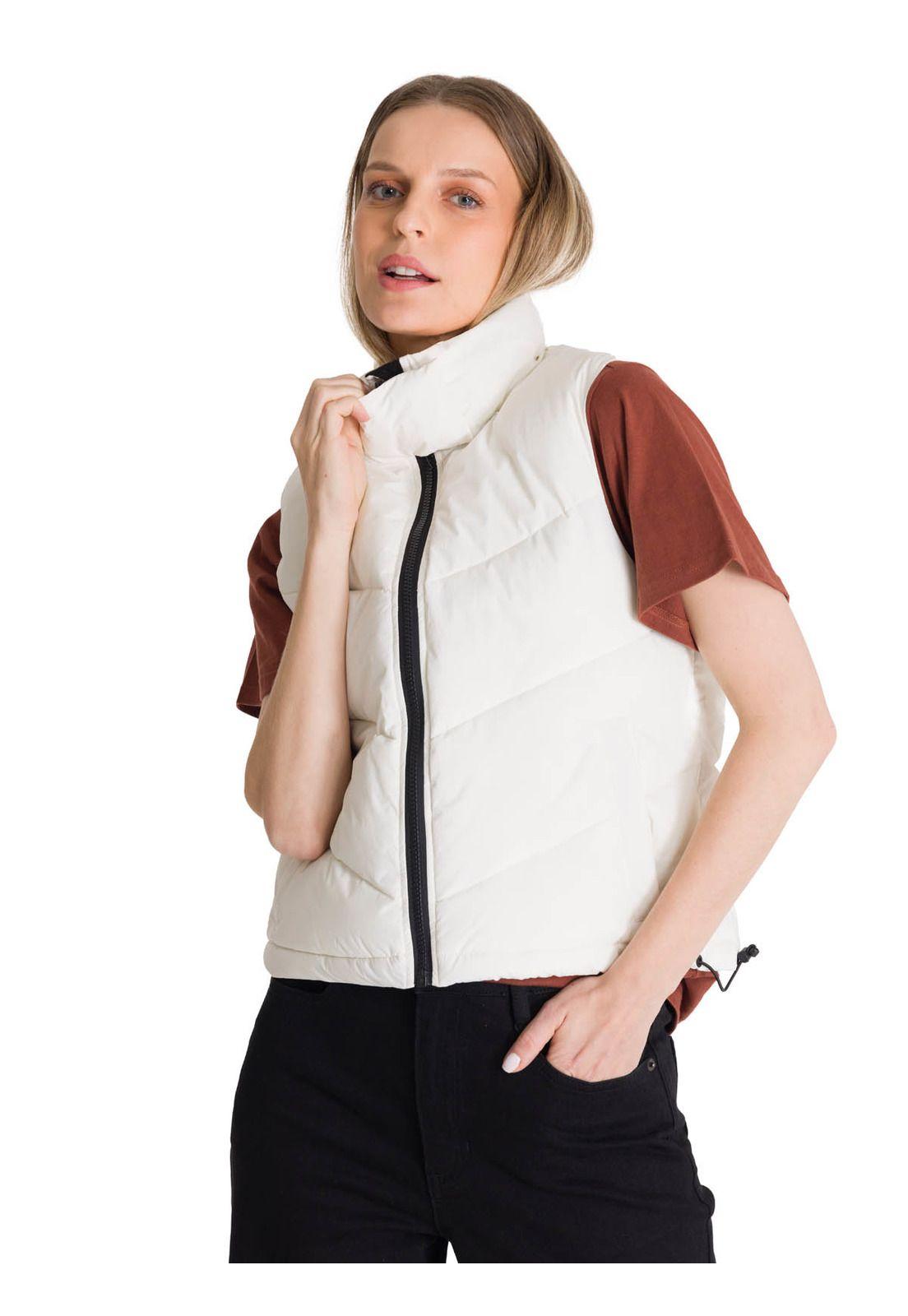 Chaqueta Vest Mujer Cropped Puffer Vest Blanco-1