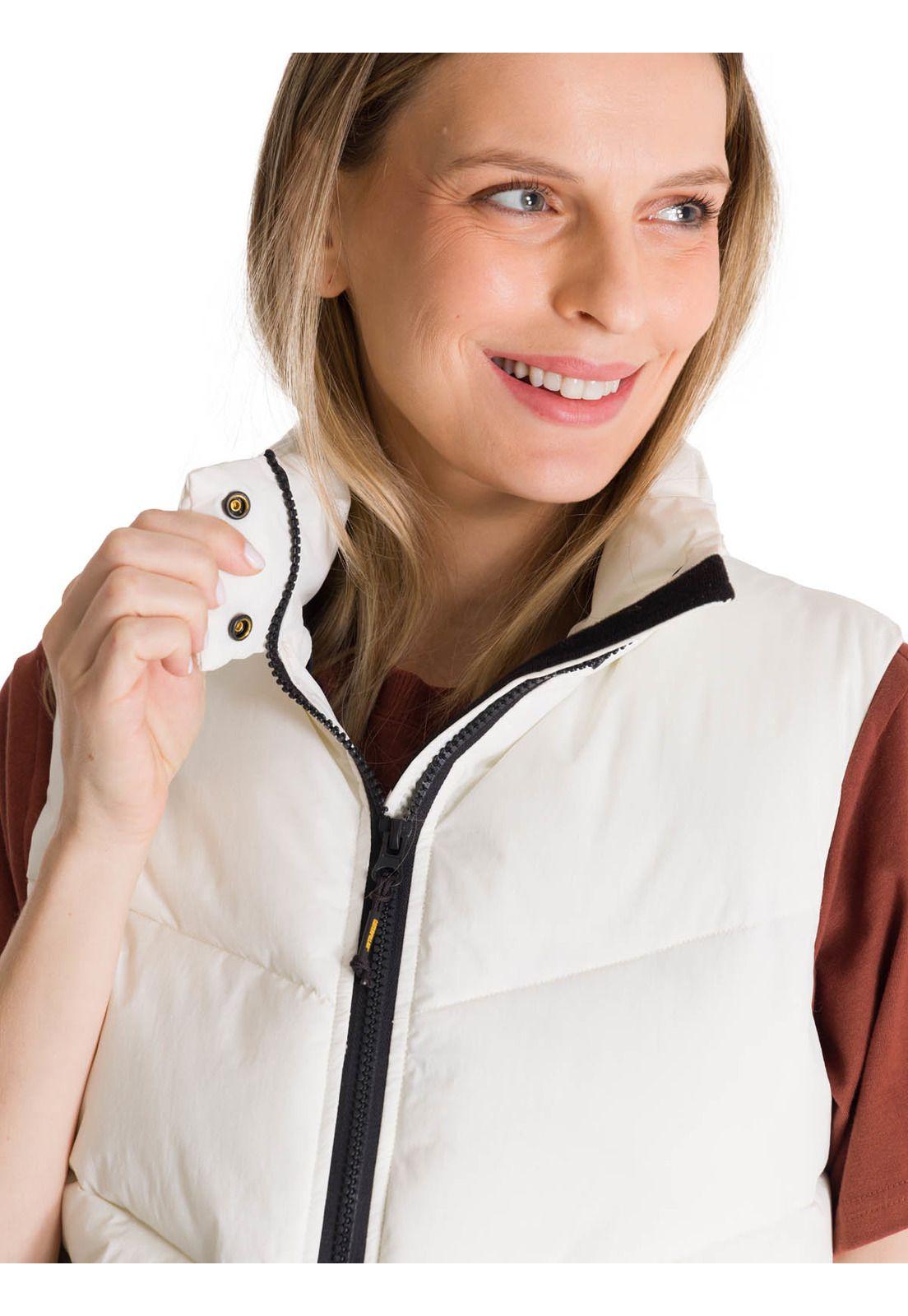 Chaqueta Vest Mujer Cropped Puffer Vest Blanco-4