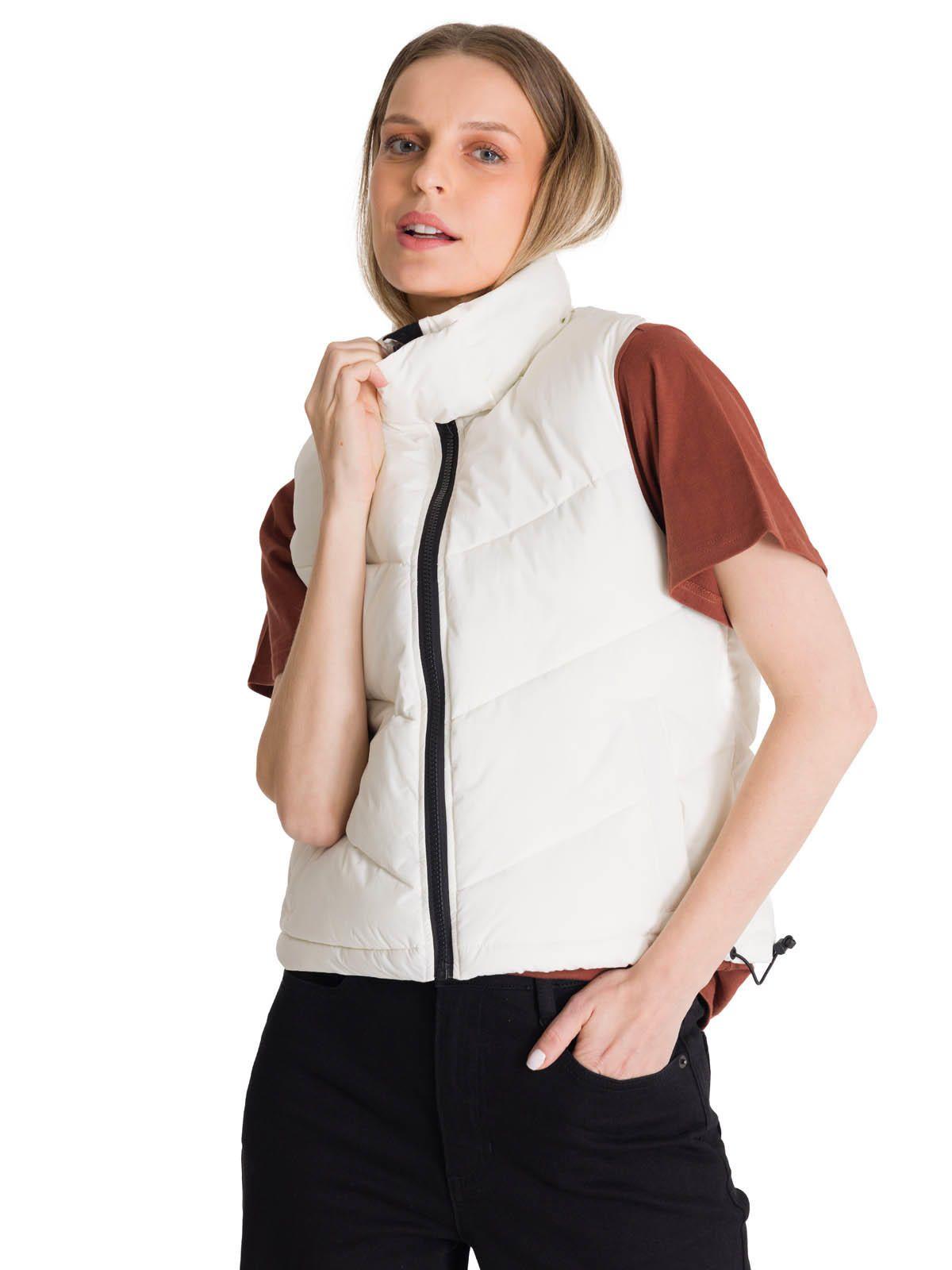 Chaqueta Vest Mujer Cropped Puffer Vest Blanco-1