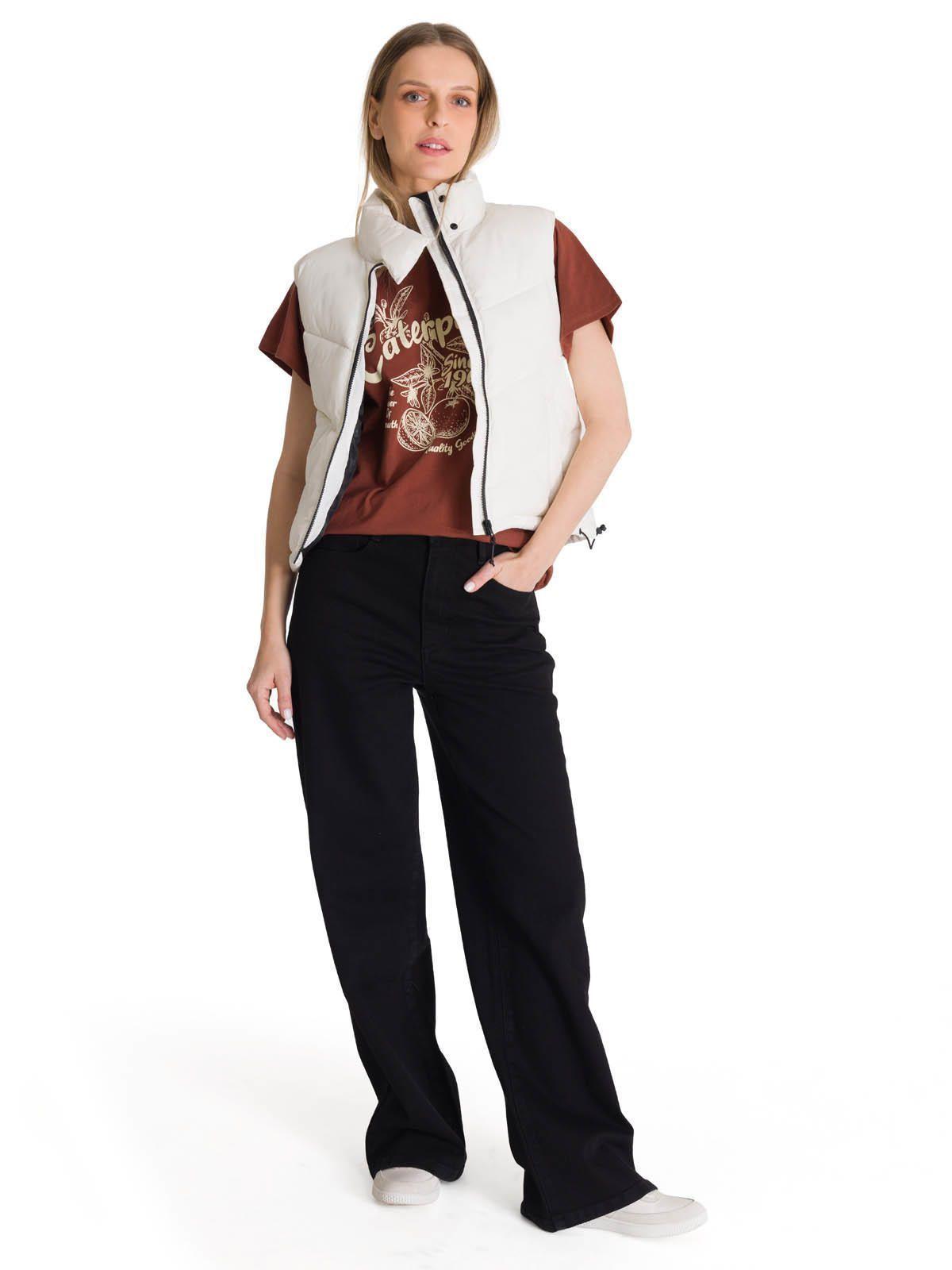 Chaqueta Vest Mujer Cropped Puffer Vest Blanco-5