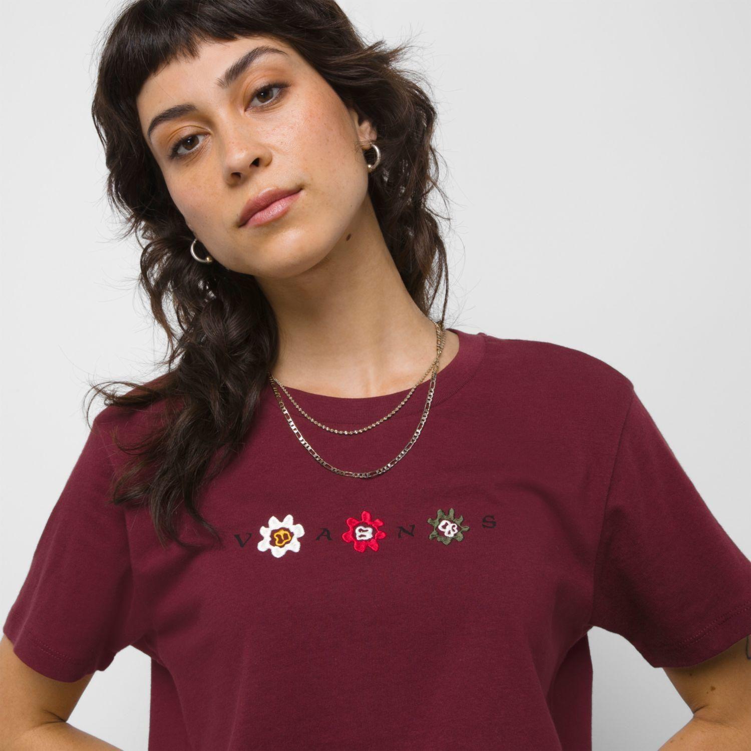 Polera Manga Corta Anaheim Floral Bf Burdeo Mujer-0