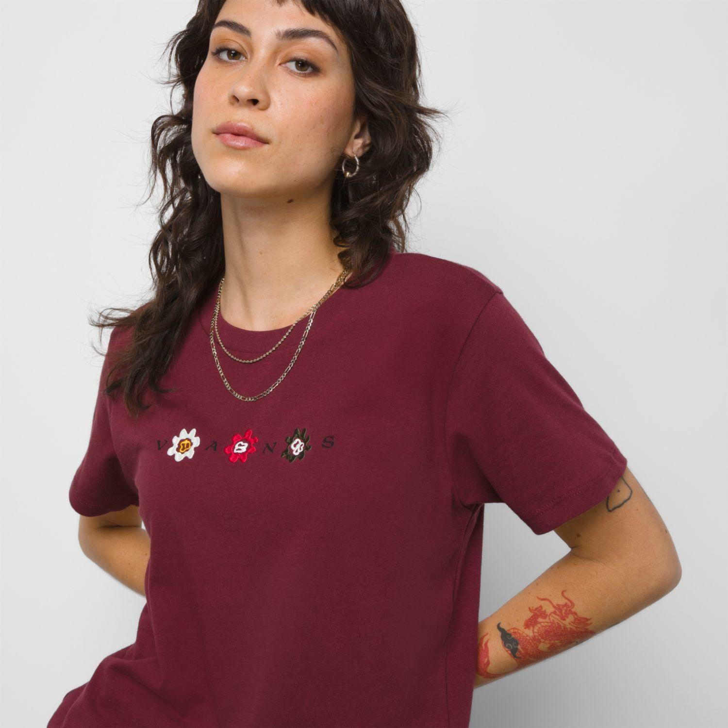 Polera Manga Corta Anaheim Floral Bf Burdeo Mujer-1