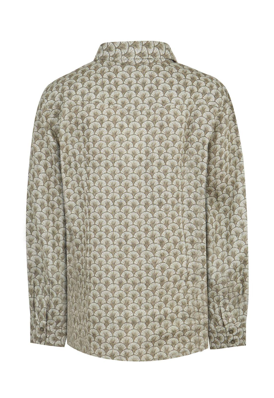 Blusa Lino Org Verde Musgo Lirioprint Mujer -1