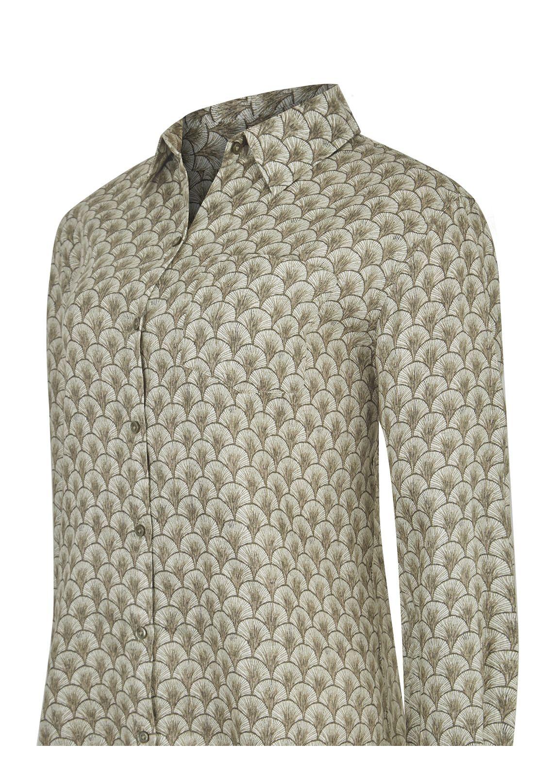 Blusa Lino Org Verde Musgo Lirioprint Mujer -3