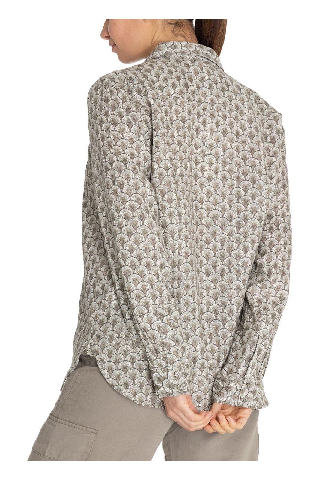 Blusa Lino Org Verde Musgo Lirioprint Mujer -6