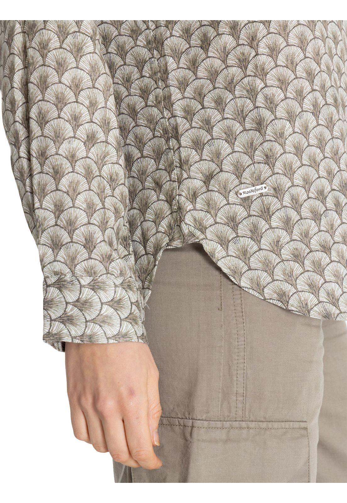 Blusa Lino Org Verde Musgo Lirioprint Mujer -8