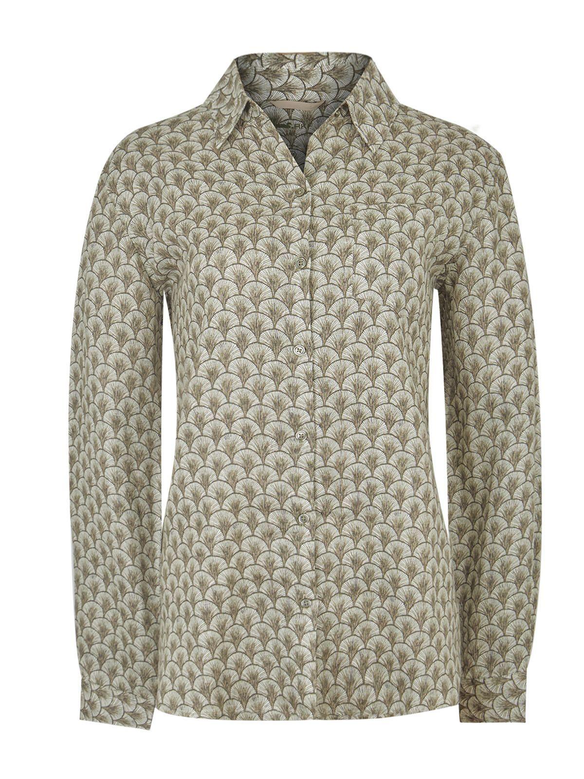 Blusa Lino Org Verde Musgo Lirioprint Mujer -0