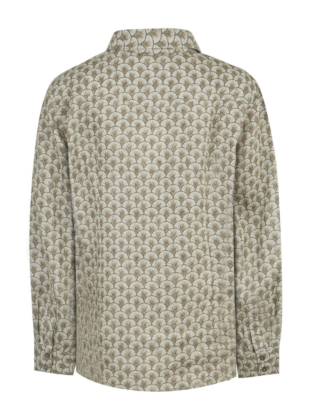 Blusa Lino Org Verde Musgo Lirioprint Mujer -1