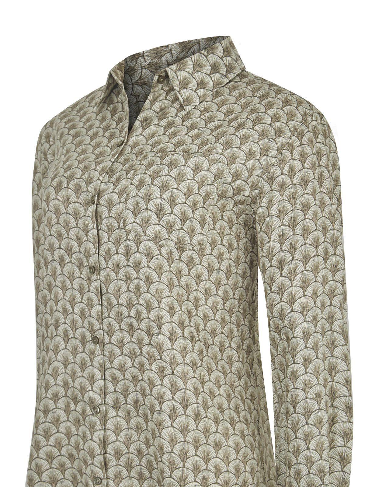Blusa Lino Org Verde Musgo Lirioprint Mujer -3