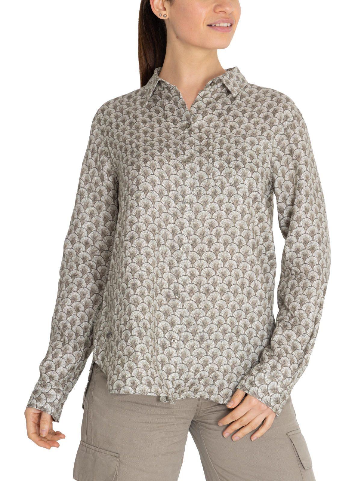 Blusa Lino Org Verde Musgo Lirioprint Mujer -4