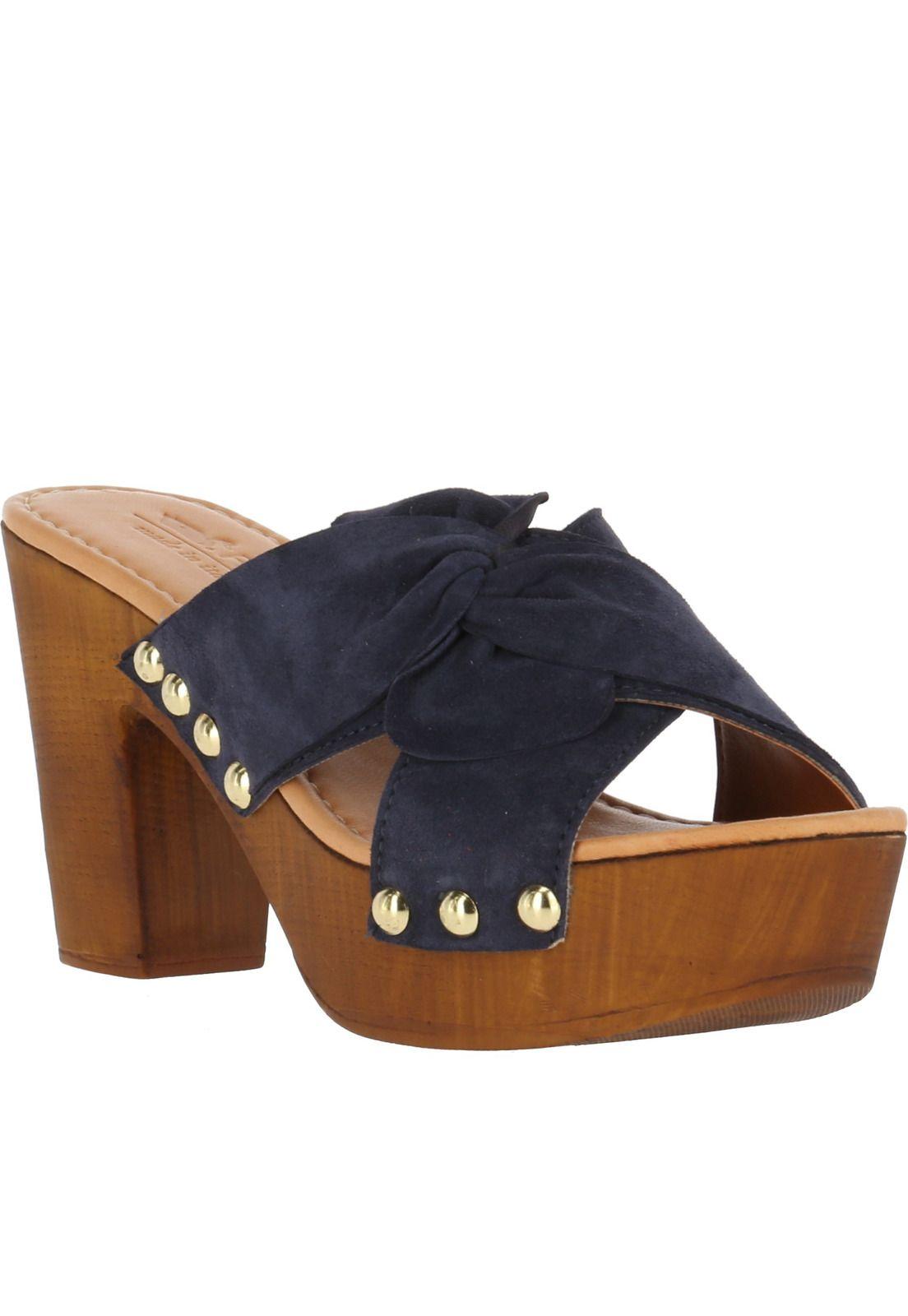 Sandalia Gamuza Shabby Azul Marino Mujer Rockford-0