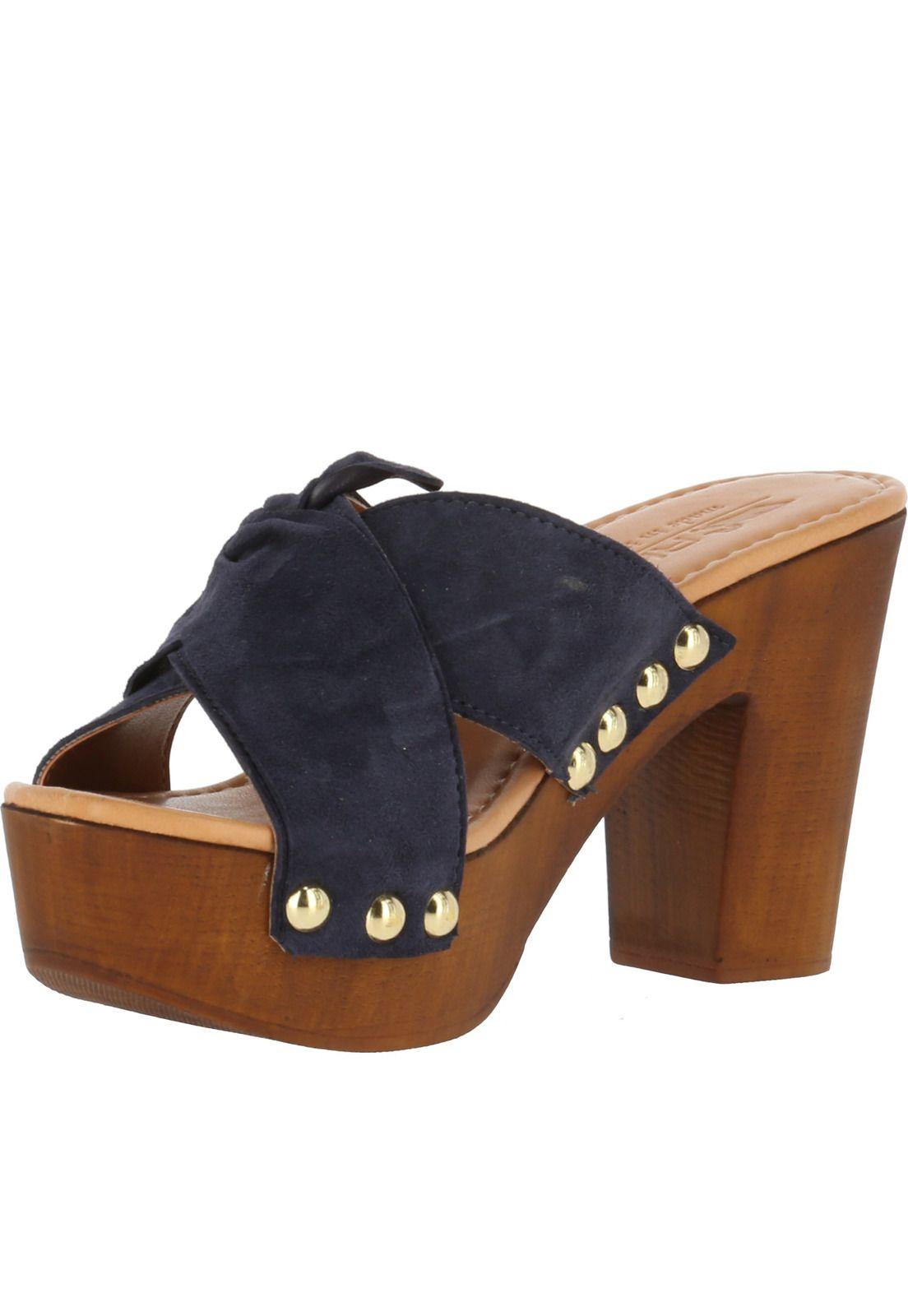 Sandalia Gamuza Shabby Azul Marino Mujer Rockford-1