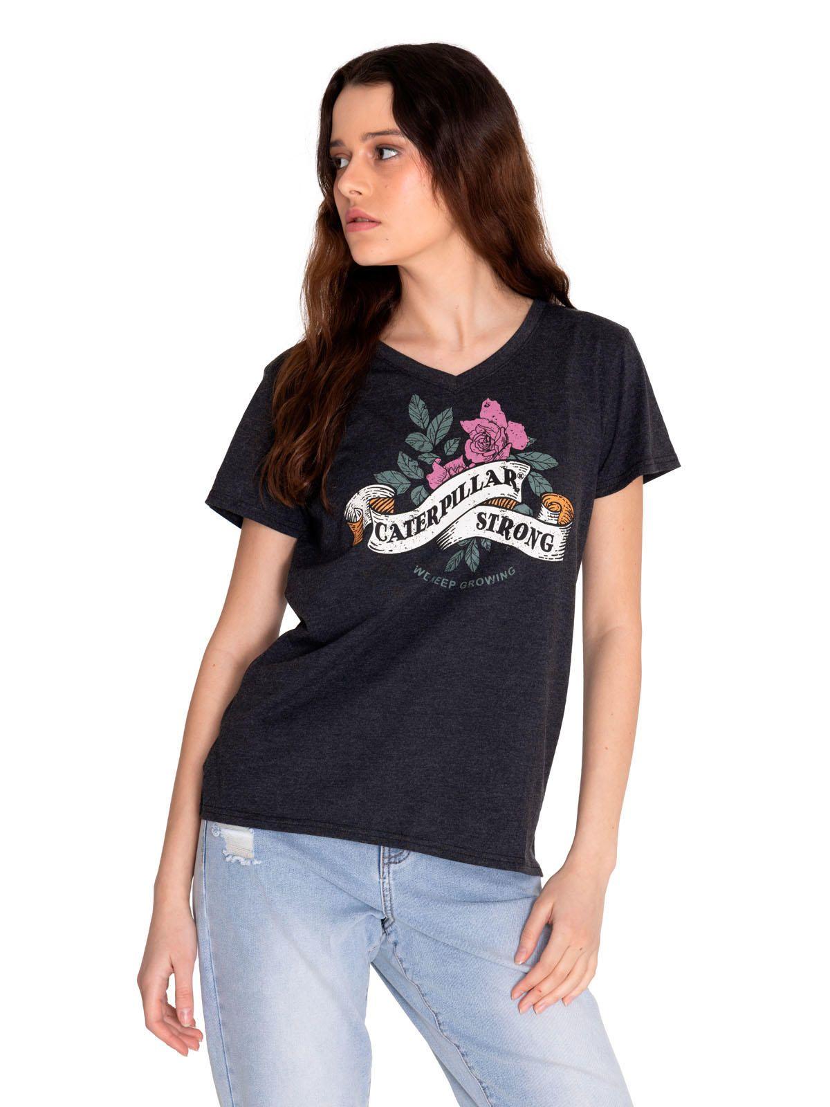 Polera Manga Corta Mujer V-Neck Graphic Tee 2 Negro-0
