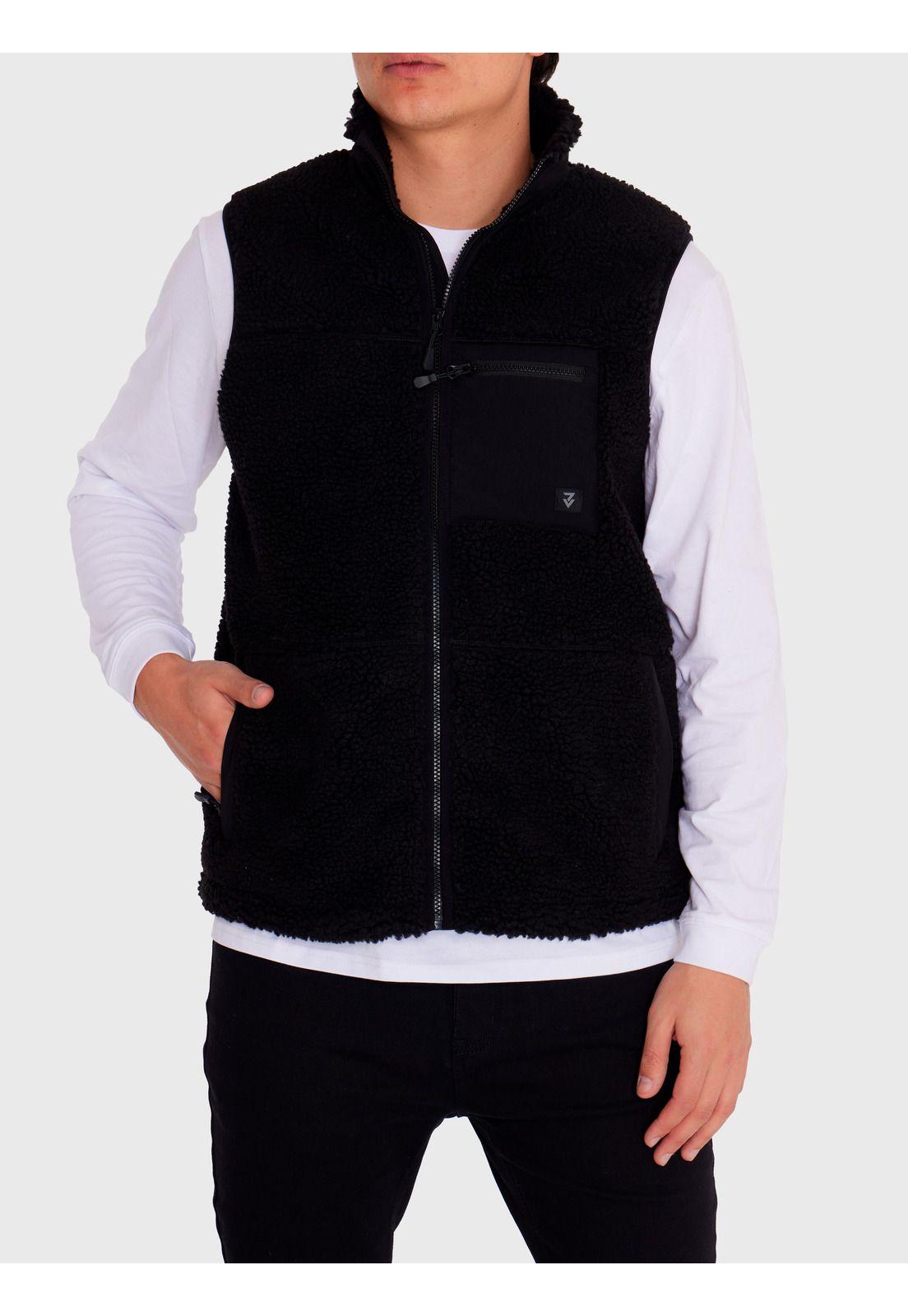 Polar Vest Sherpa sin mangas Negro Hombre-7