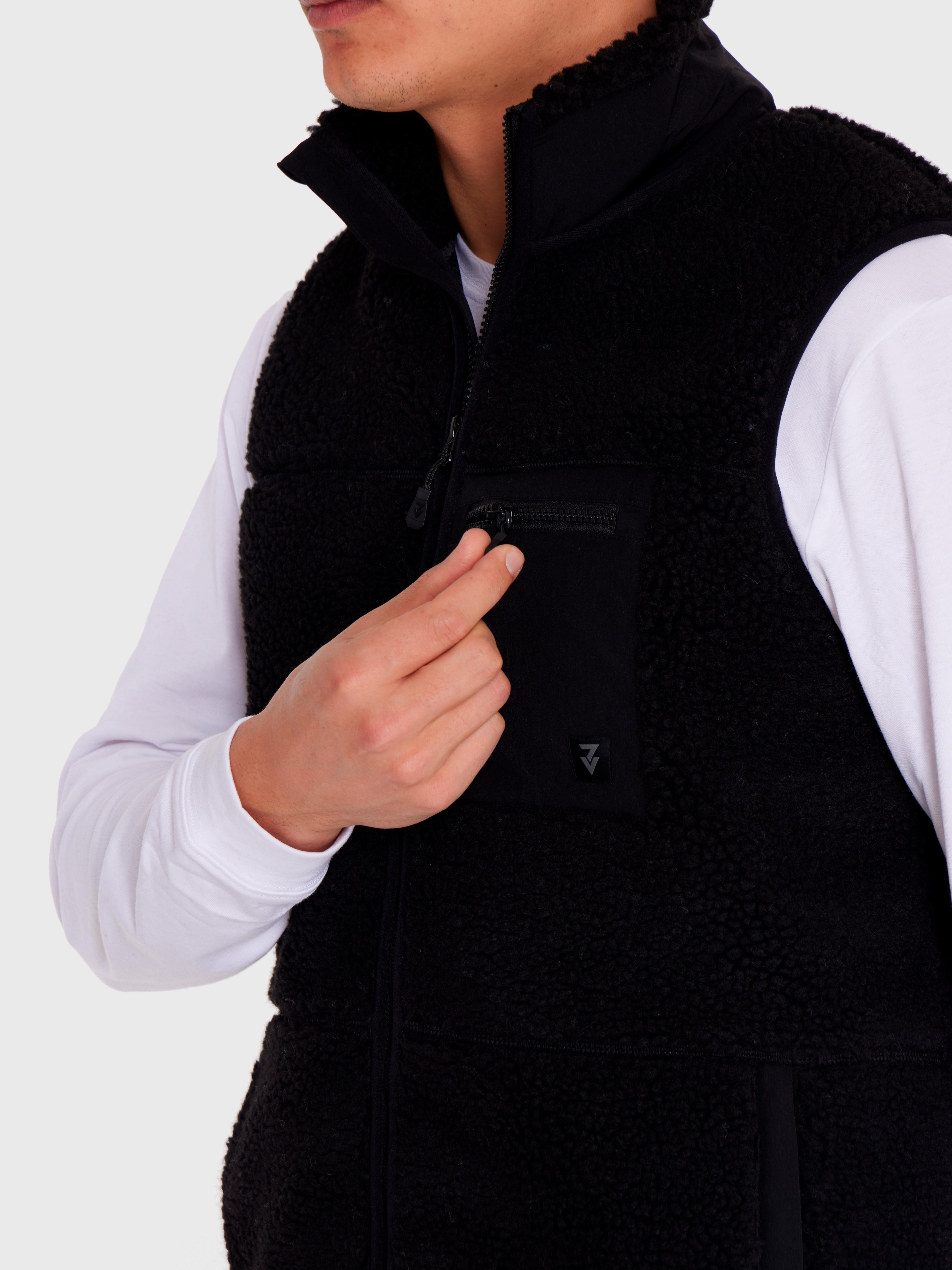 Polar Vest Sherpa sin mangas Negro Hombre-6