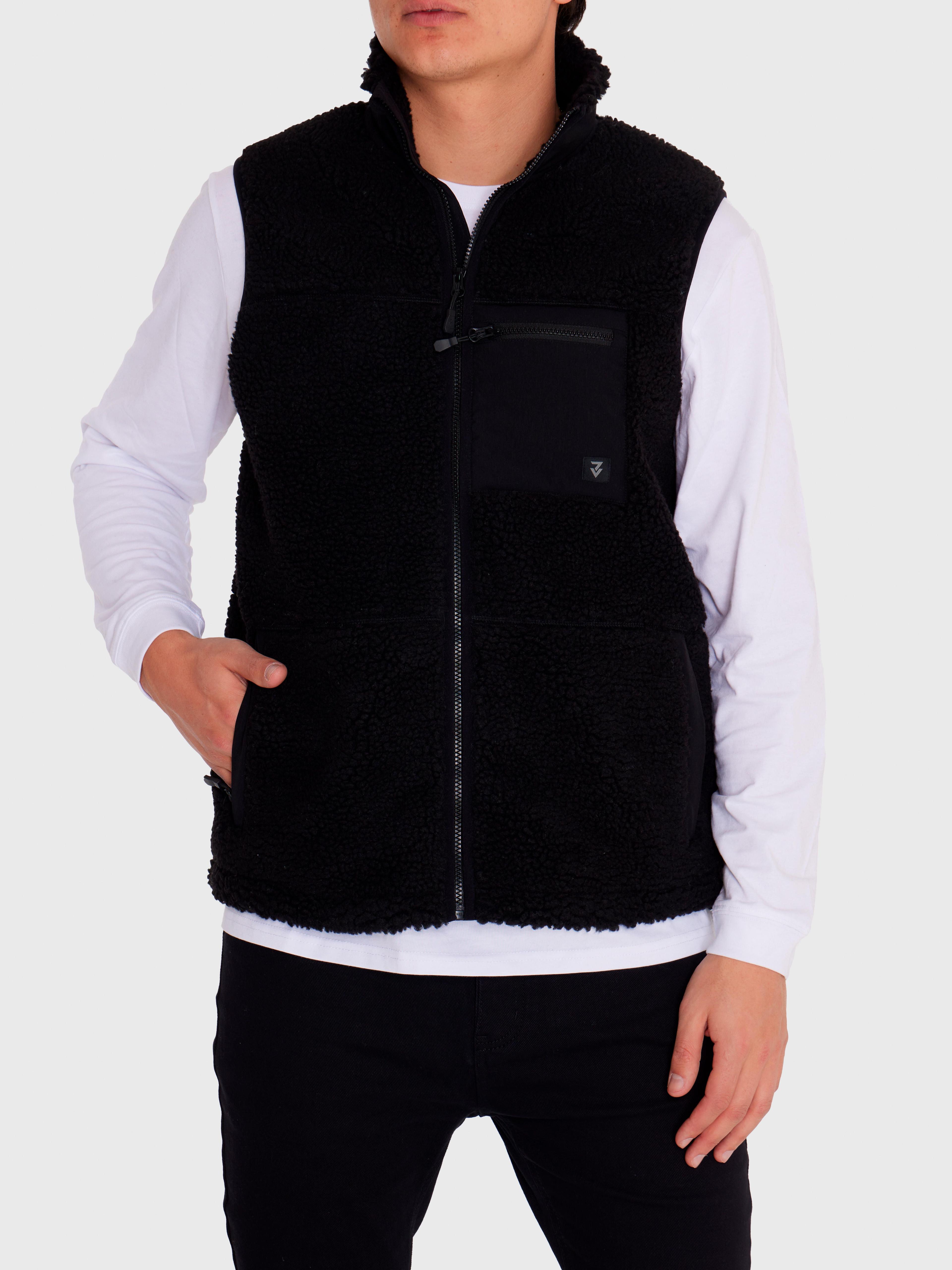 Polar Vest Sherpa sin mangas Negro Hombre-7