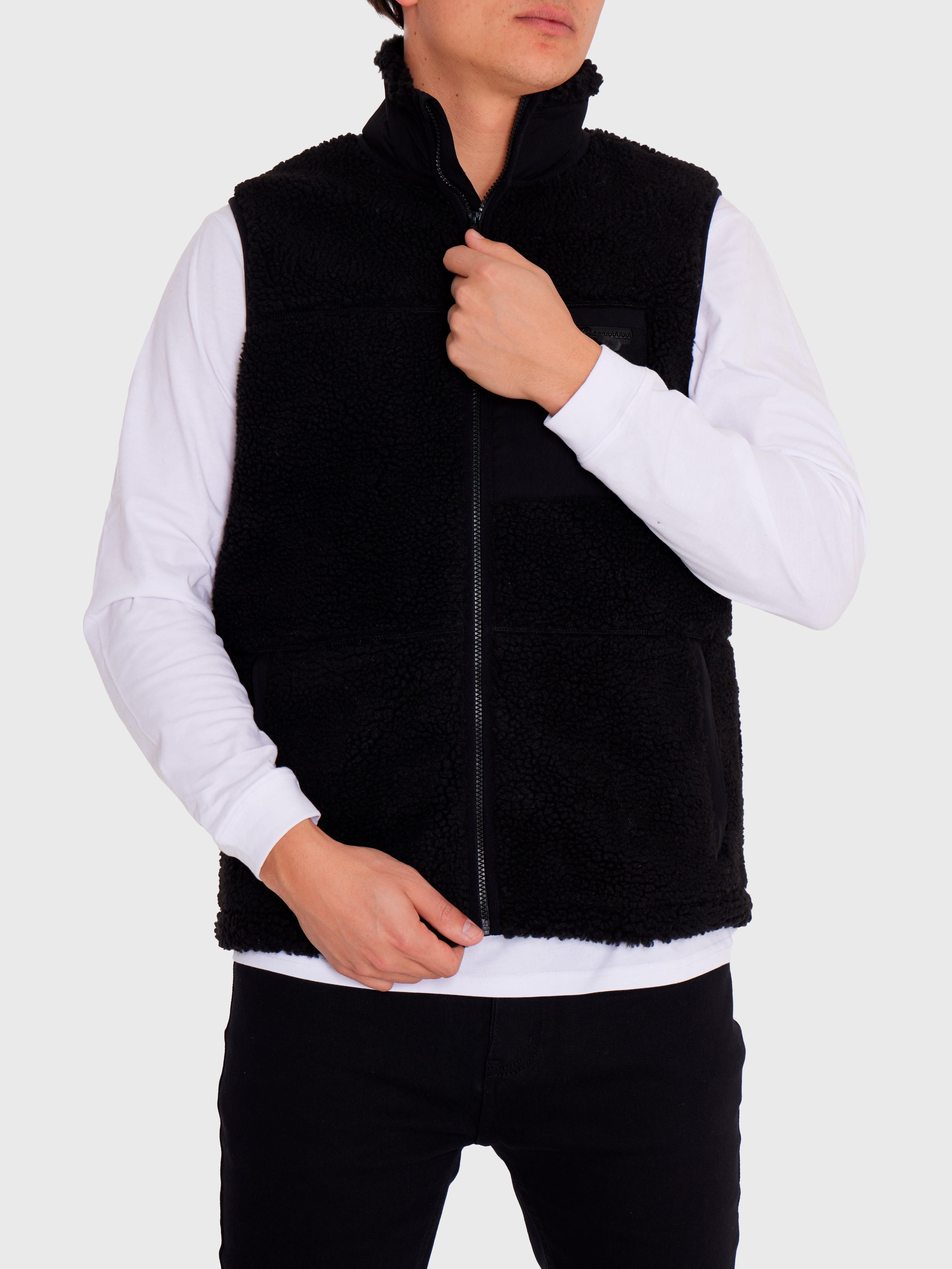 Polar Vest Sherpa sin mangas Negro Hombre-5