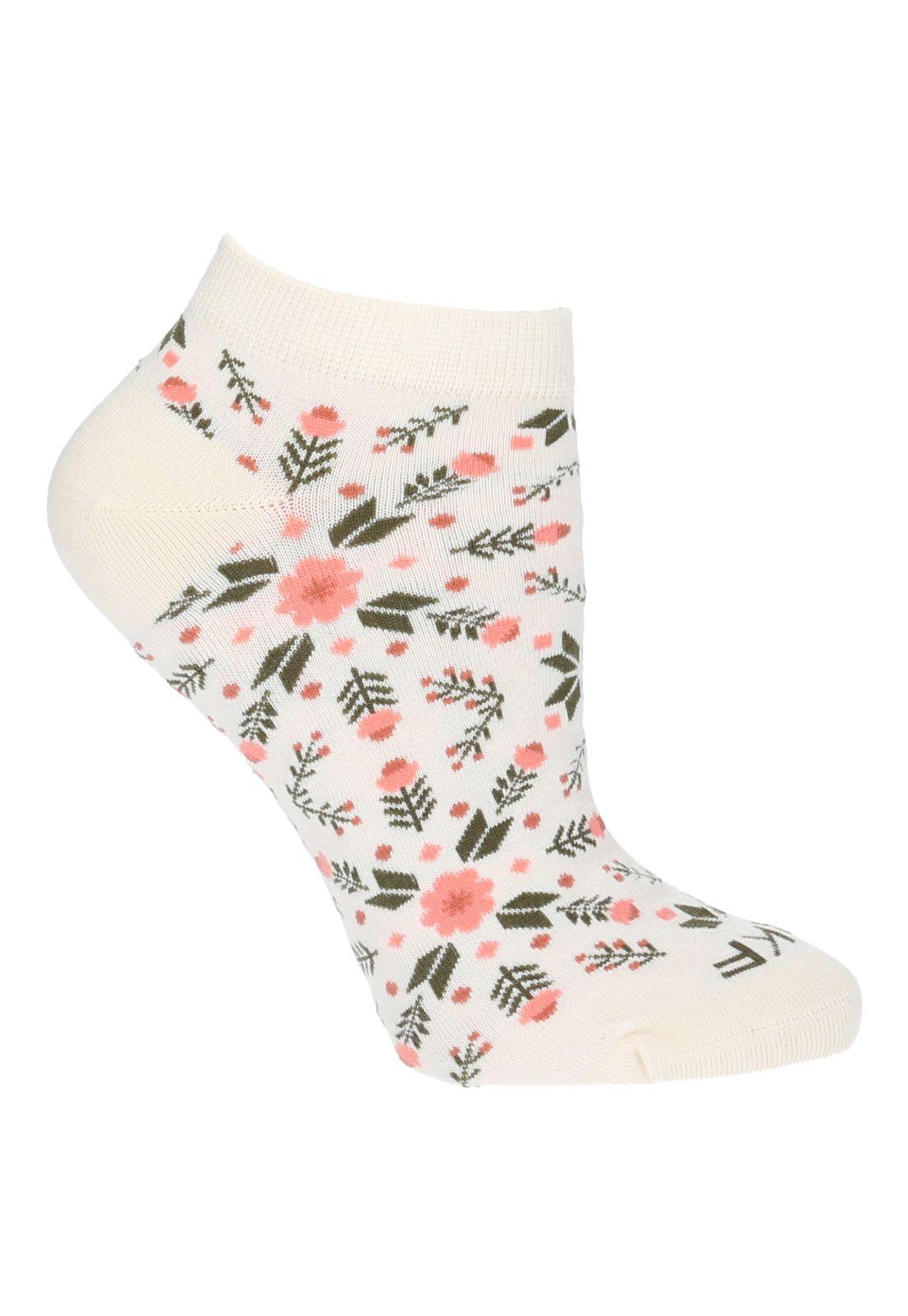 Calcetín Mujer Ped Fiori Beige-0