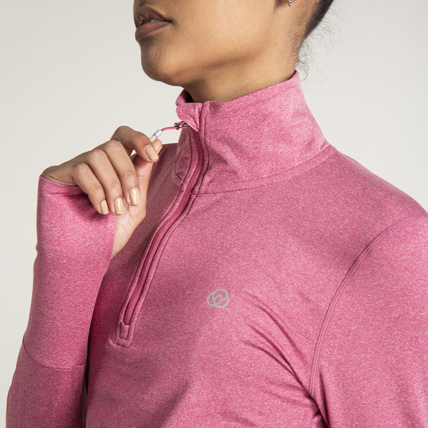 Polera Mujer Ls Half Zip Rosa-3