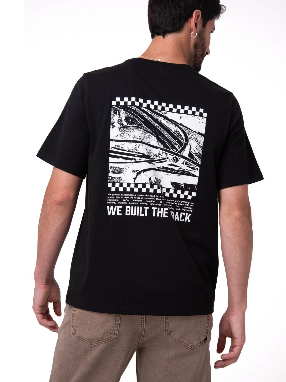 Polera Manga Corta Hombre Moto Diseño Negro-1