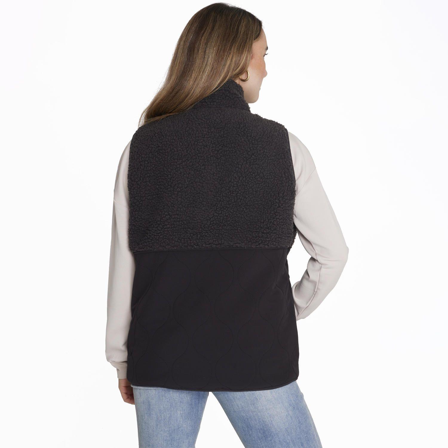 Polar Sleeveless Sherpa Negro Mujer-1