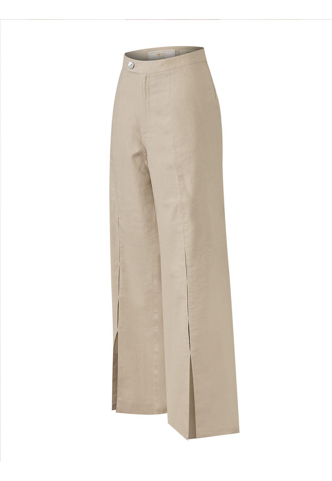 Pantalón Lino Orgánico Mujer Loch Beige -0