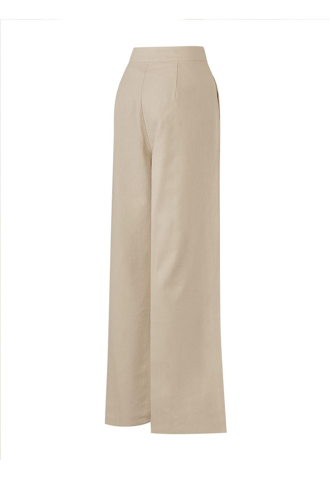 Pantalón Lino Orgánico Mujer Loch Beige -1