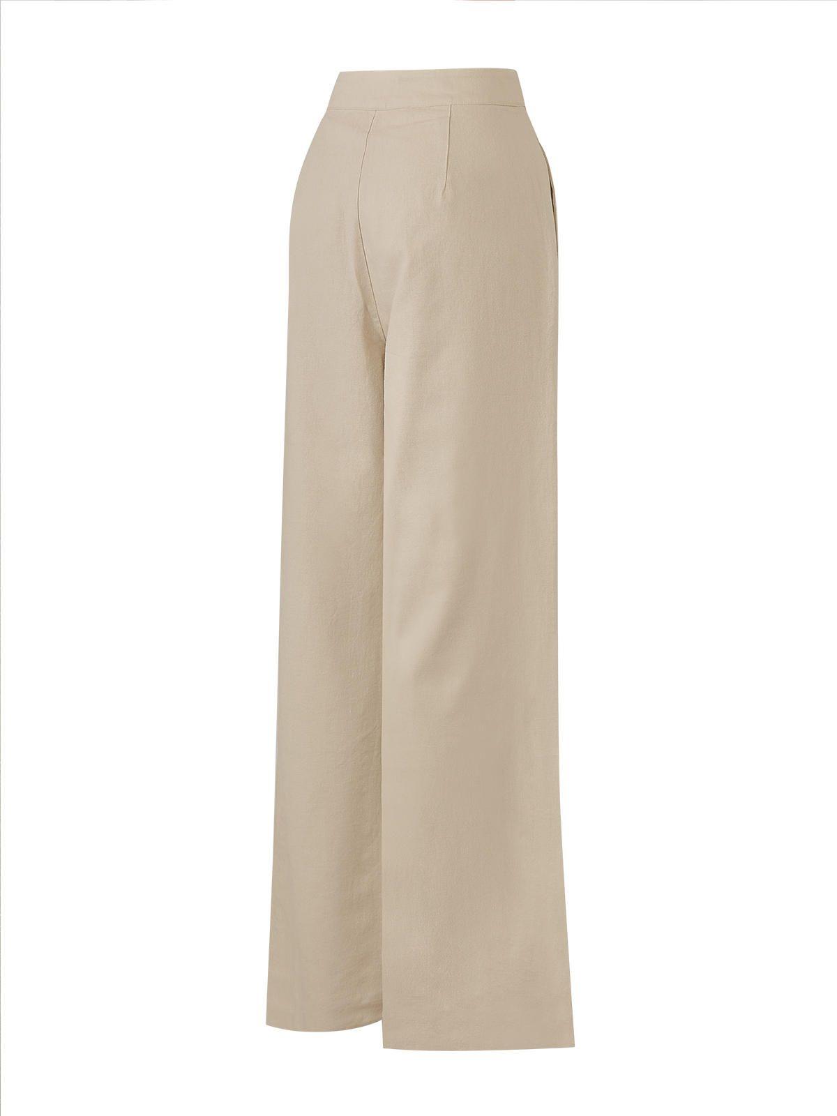 Pantalón Lino Orgánico Mujer Loch Beige -1