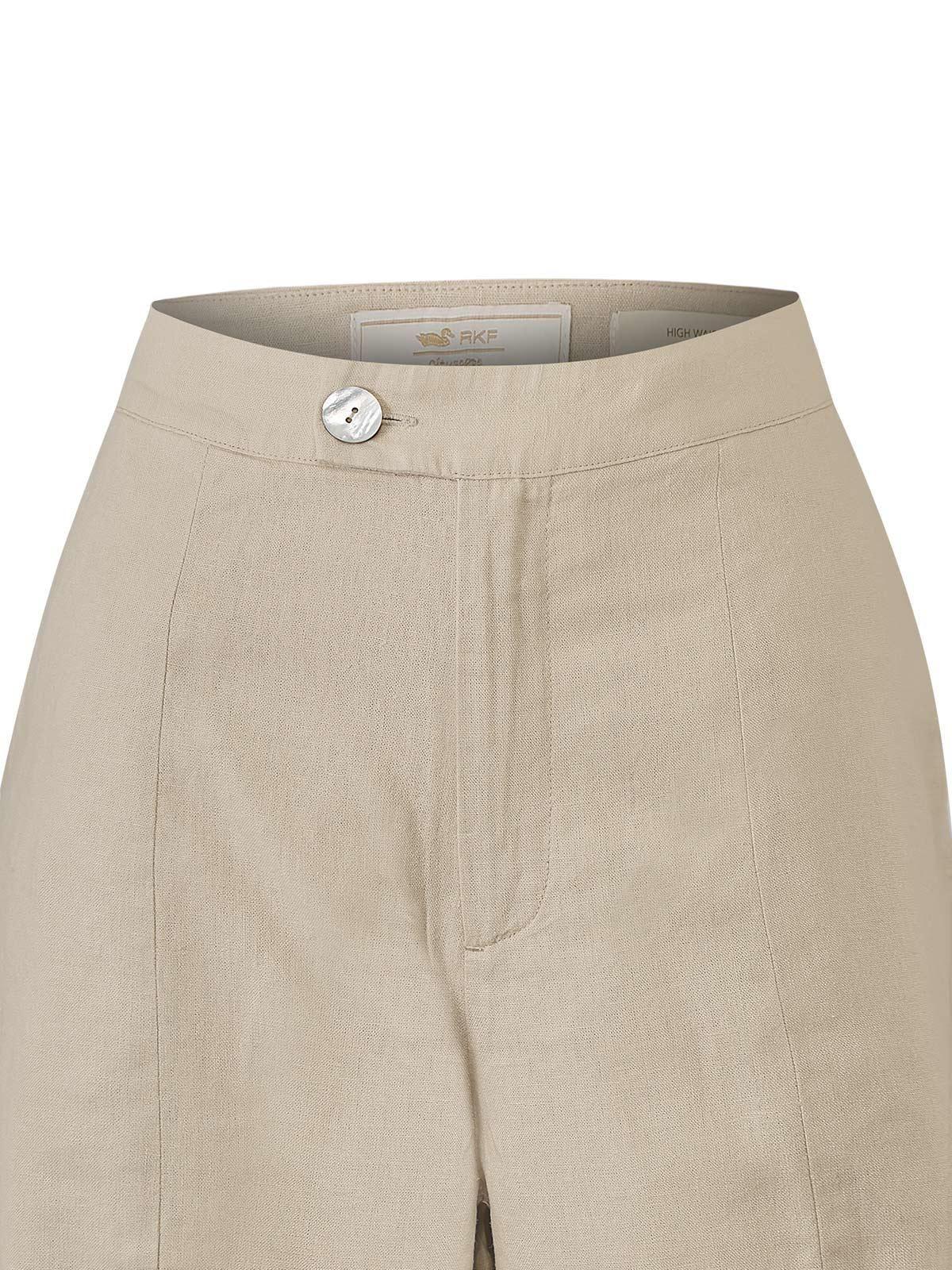 Pantalón Lino Orgánico Mujer Loch Beige -3